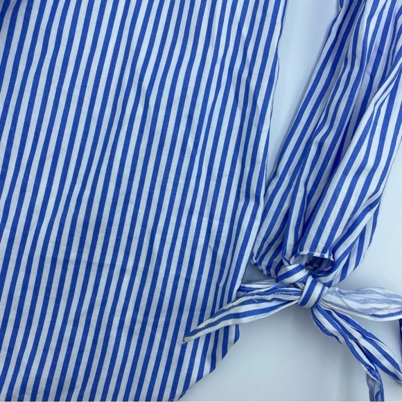 J.O.A. Blue and White Striped Off-the-shoulder Blouse - Picture 5 of 6